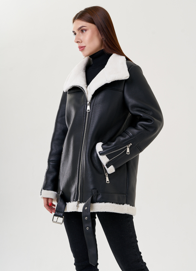 Женская дубленка - пилот из искусственного меха модель № 79307 универмаг малина