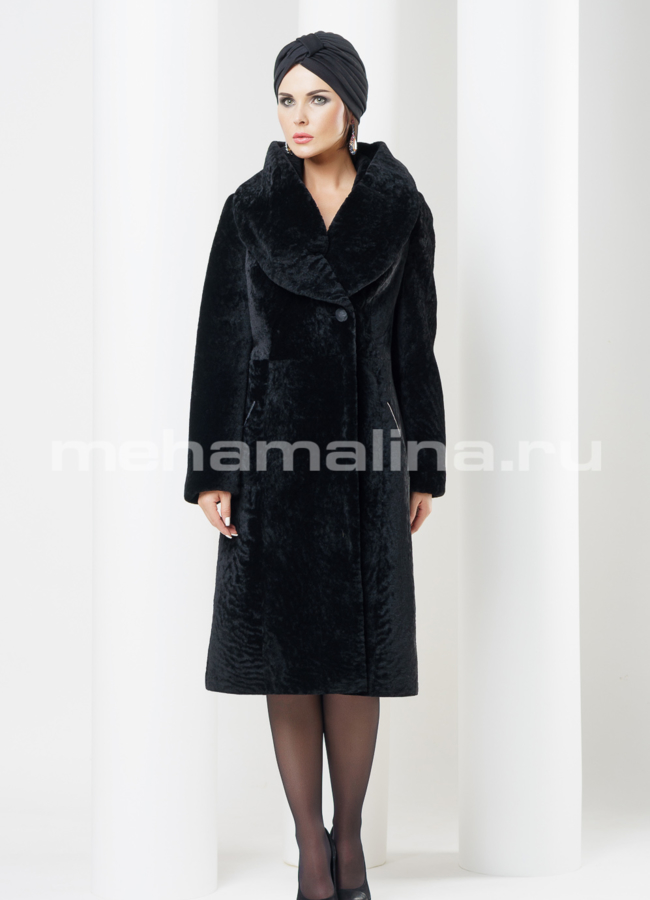 Шуба с воротником, мутон модель № S-429 универмаг малина