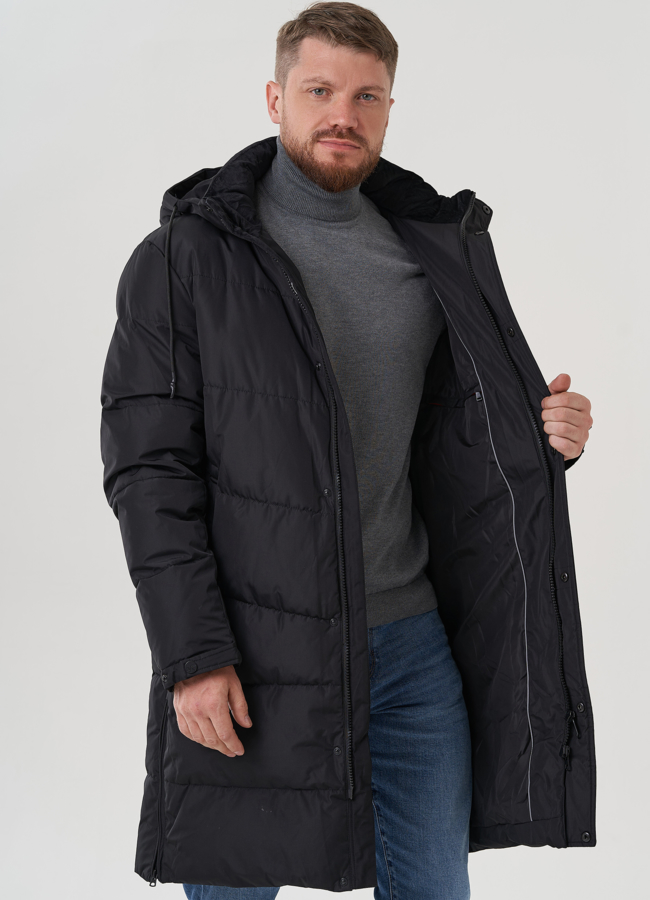 Мужская куртка с капюшоном черного цвета  модель № 82426 в кредит